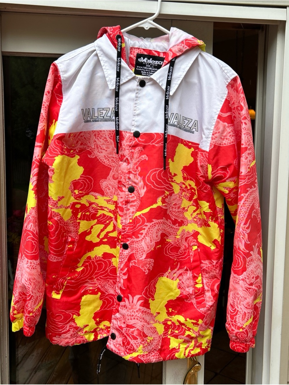Valeza Anime Streetwear Red & Yellow Graphic light wieght Jacket